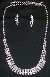 Fine Rhinestones  - 3Pc  Necklace & EARRINGS Sets  ( # KYLN-2354)