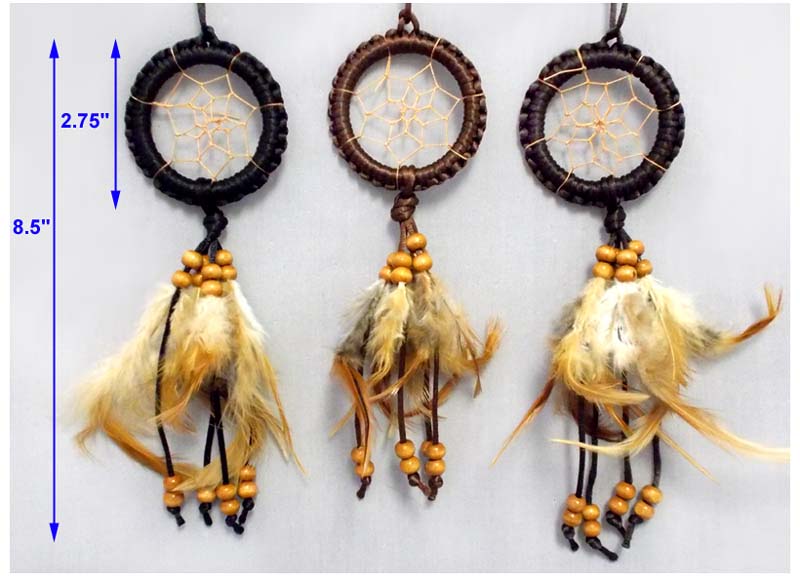 Native DREAM CATCHERs With Wooden Beads - Size: 2.75'' (DL23403)