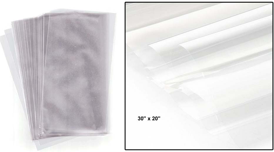 Clear Cellophane SHEETS -  Size: 30'' x 20''