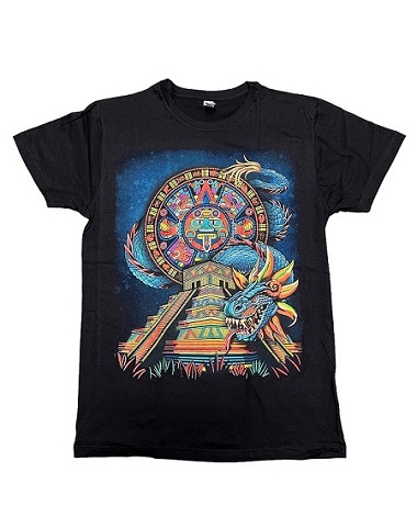 Mayan Pyramids Mexican T-SHIRTS Screen Printed Black Color