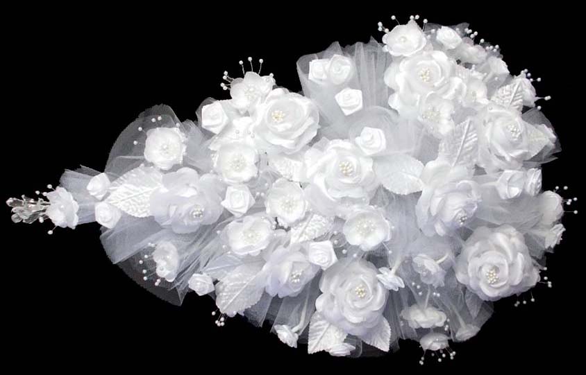 Large Bridal - Quinceanera - Sweet 15 Silk FLOWER Bouquet - White