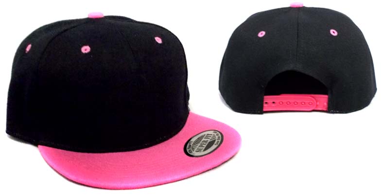 Snap Back BASEBALL Caps - Black & Hot Pink Combo