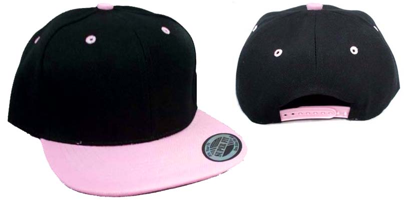 Snap Back BASEBALL Caps - Black & Pink Combo
