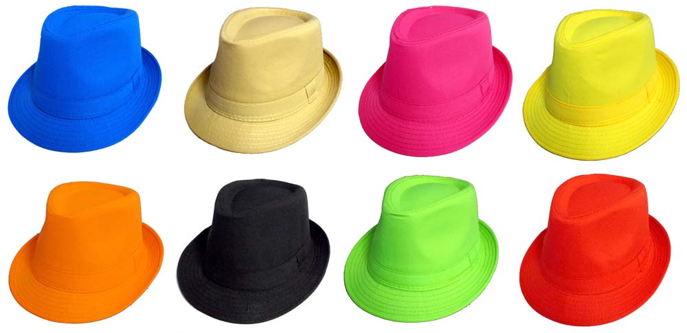 Fedora Trilby HATS For Adults - 8 Assorted Colors