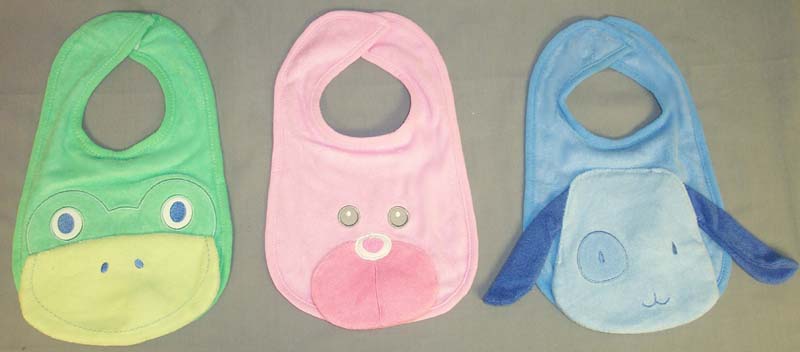 Squeaking Bibs With ANIMALs Appliques - Large Size ( # BB-009)