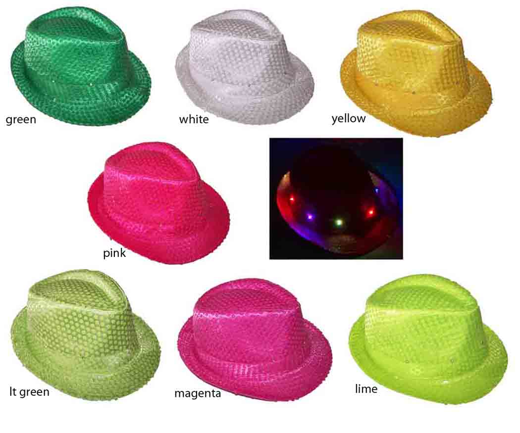 Fedora Hats For Kids In Bright  Neon Colors -   Flashing Lights