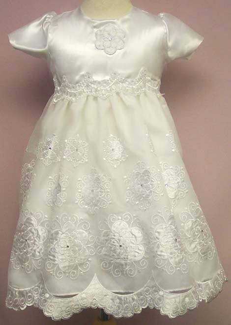 Girls White Pageant DRESS Embellished With Gemstones (6Mos-30Mos)