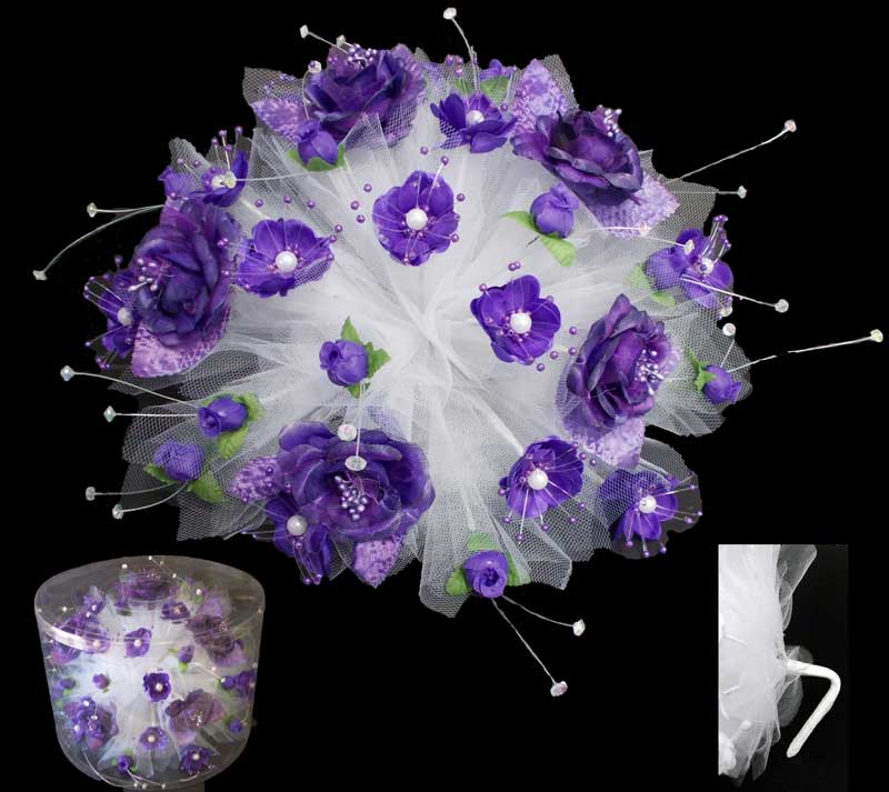 Bridal - Quinceanera - Sweet 15-16 Silk Flower  Bouquet -  Purple