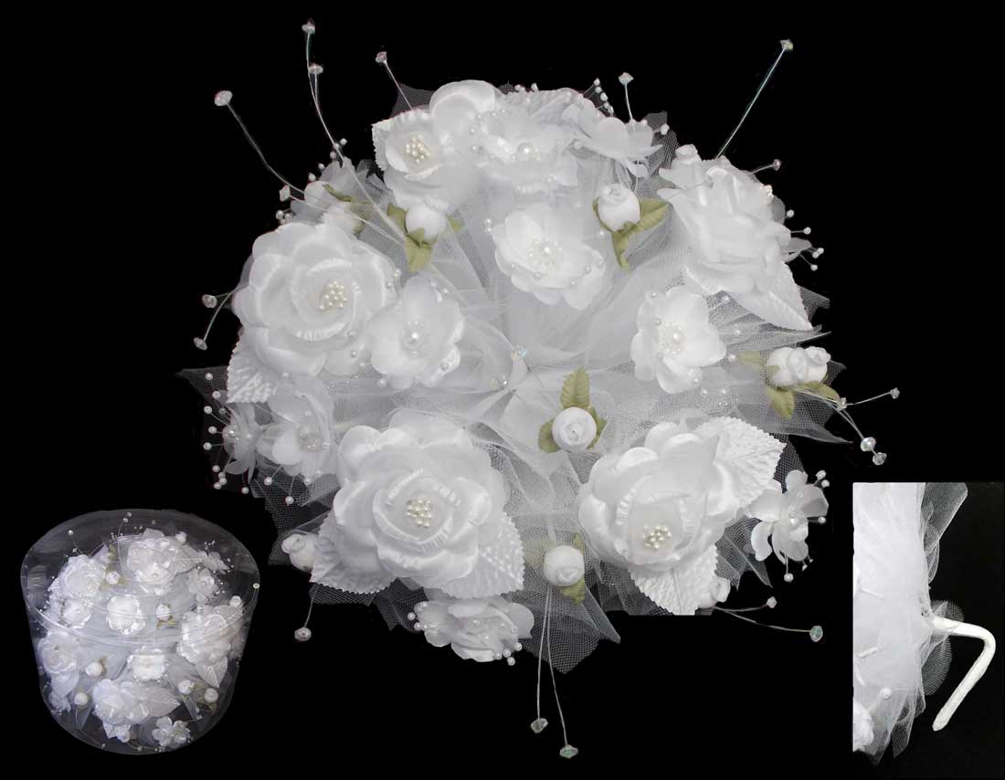 Bridal - Quinceanera - Sweet 15-16 Silk FLOWER  Bouquet White