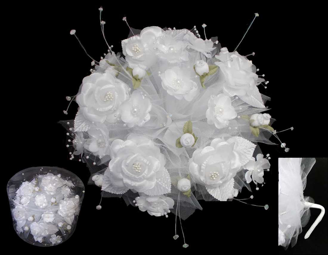 Bridal - Quinceanera - Sweet 15-16 Silk Flower  Bouquet White