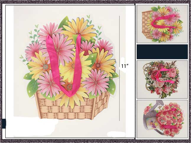 Designer Style Die Cut Gift Bags - FLOWERS