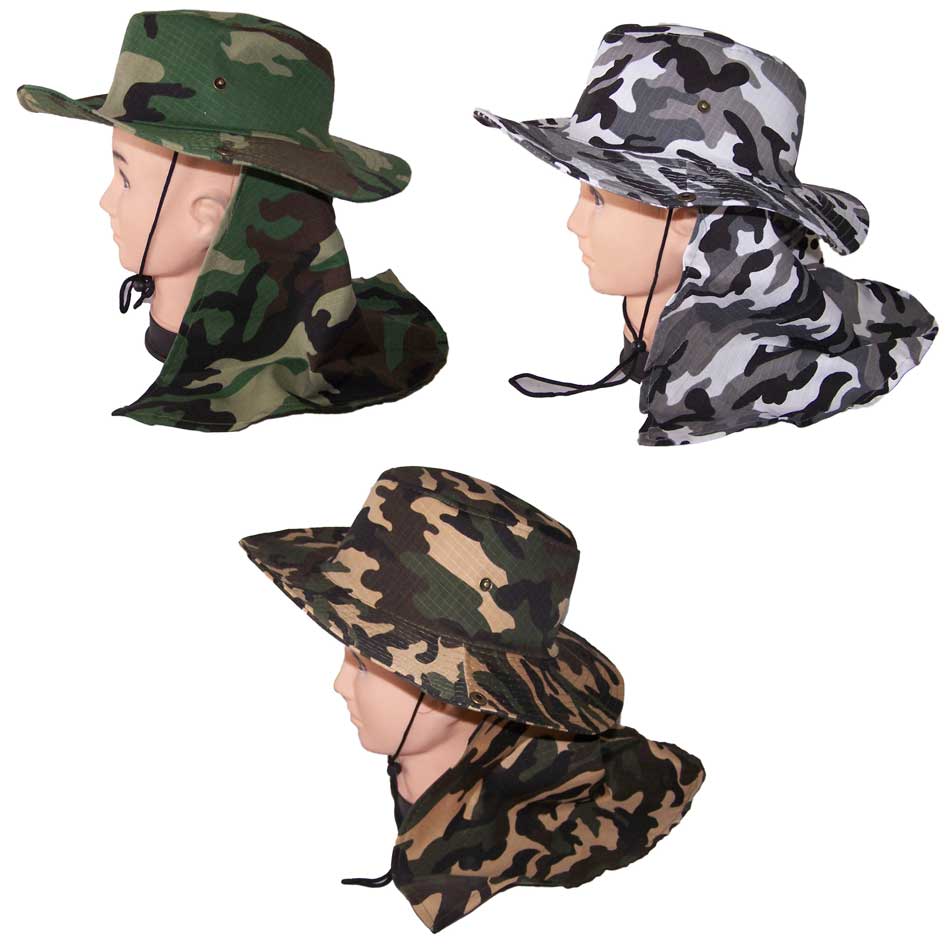 Safari Hiking Boonie Bush Military Neck COVER Hats
