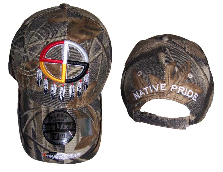 Medicine Wheel Native Pride  Embroidered BASEBALL Cap Forest Camo