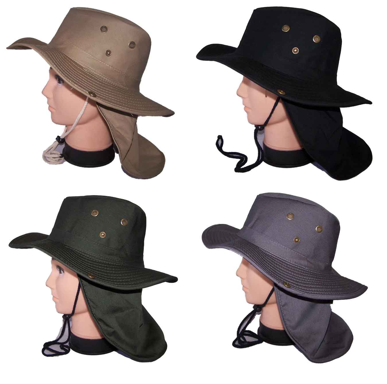 Safari FISHING Hiking Snap Brim Army Military Neck Cover Hats