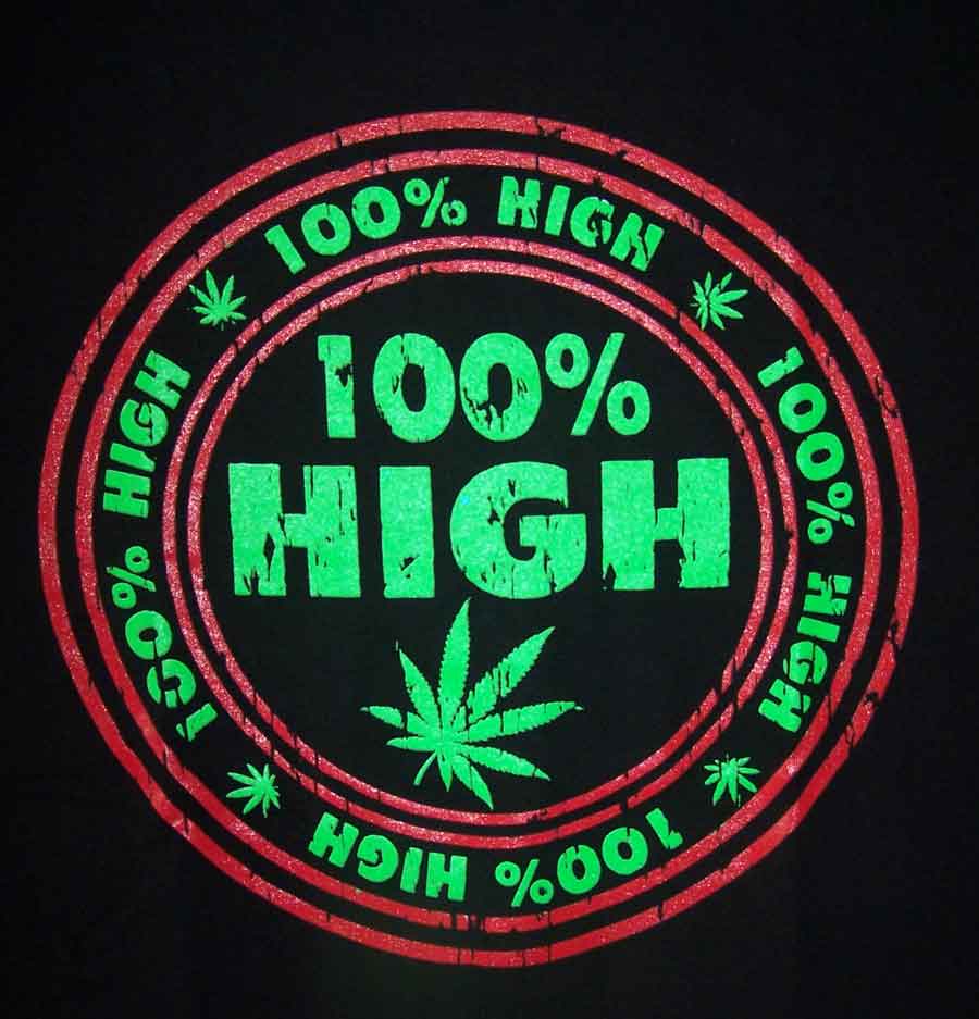 Marijuana Weed Pot Cannabis  T-Shirts ...... 100% High