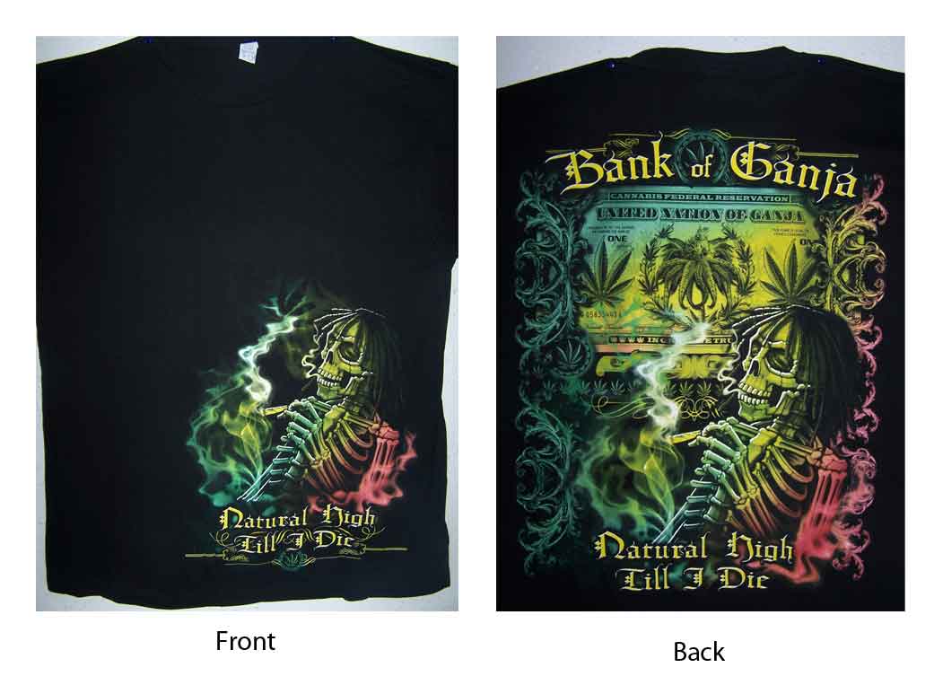 Marijuana Reggae Rasta Pot Cannabis  T Shirt  ... Bank of Ganja