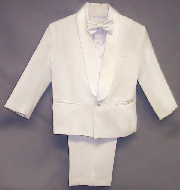 ''Valentino'' Boys 5Pc Tuxedos With Vest - White . Sizes: Toddler