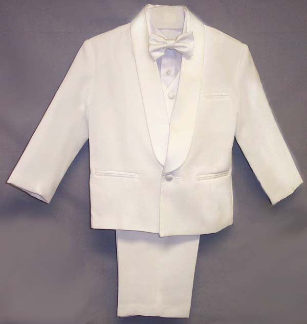 ''Valentino'' Boys 5Pc Tuxedos With VEST - White . Sizes: Toddler