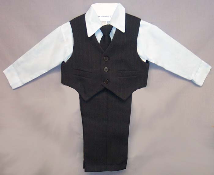 Boys 4Pc Slacks & VEST Sets With Blue Shirt - Sizes: Infant