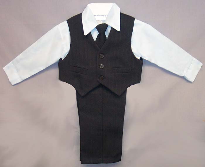 Boys 4Pc Slacks & Vest Sets With Blue SHIRT - Sizes: Infant