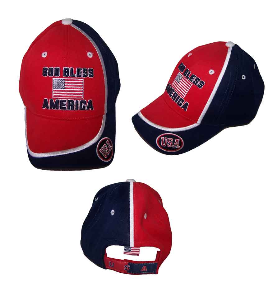 ''God Bless America''  Baseball Caps Embroidered