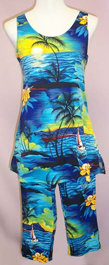 Hawaiian  Prints Womens  2Pc Capri PANTS Sets