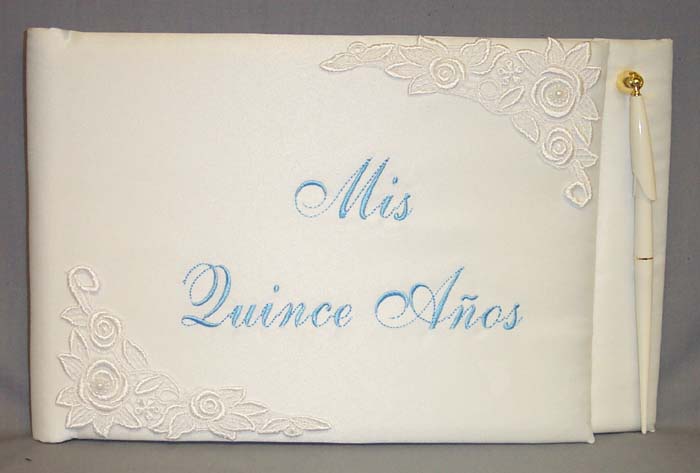 Quincenera  - 2Pc Embroidered Guest BOOKs & Pen Sets (Imported)