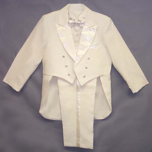 Boys 5Pc Tuxedo Sets With Coattail - Beige/Ivory Color  (9-24 Mos