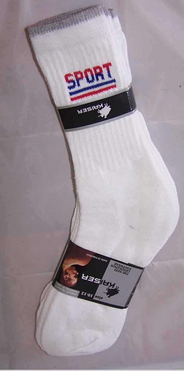 ''Sport''   Mens White Cotton Sports SOCKS. Size: 10-13