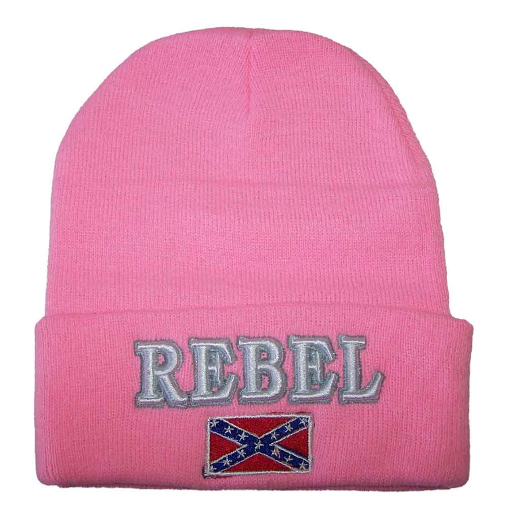 REBEL Embroidered  Knitted Winter Caps  Beanies - Pink Color