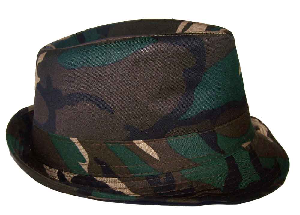 Fedora HATs For Adults - Green Camo Prints