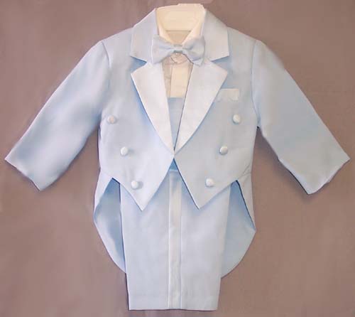 Boys  5Pc Blue  Tuxedos  - With Tailcoat. (9-24 Mos)