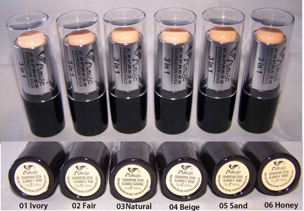 COSMETICS  3 in 1 Foundation Stick 6 Colors By ''Amuse''