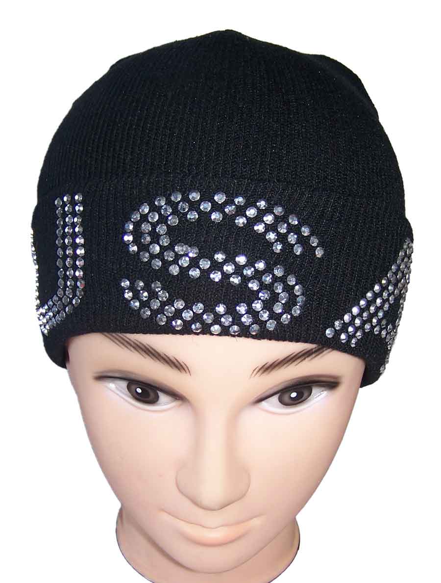 ''USA'' RHINESTONEs Knitted Beanies Winter CAPs Winter Hats
