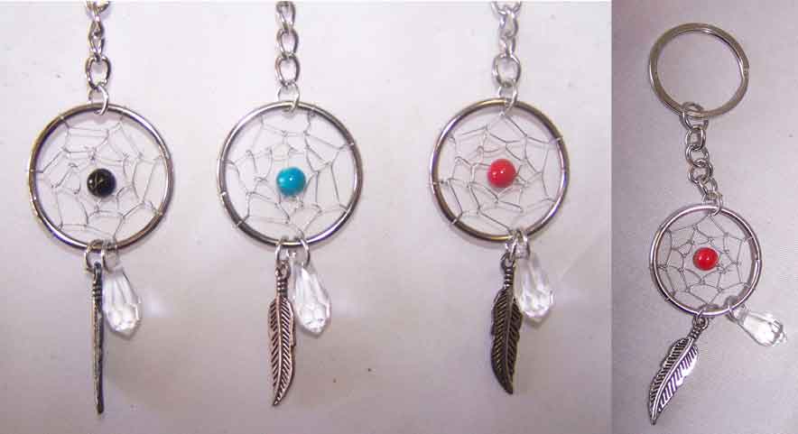 Native Pride Dream Catcher Key RINGS With Metal Feather