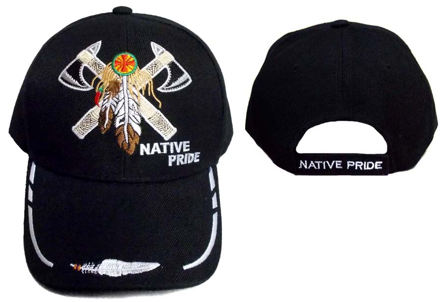 Tomahawk  Native Pride Embroidered BASEBALL Caps-Black