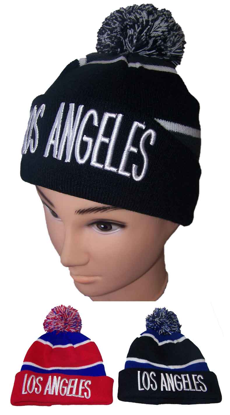 ''Los Angles''  Embroidered Knitted Beanies Winter CAPS Hats