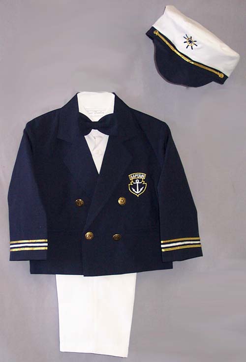 ''Captain Nelson''  Boys 5Pc Nautical Suits - Navy/White ( 2-7)