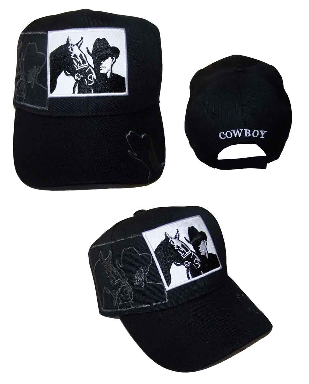 Rodeo Baseball Caps Embroidered & Printed  Cowboy With HORSE