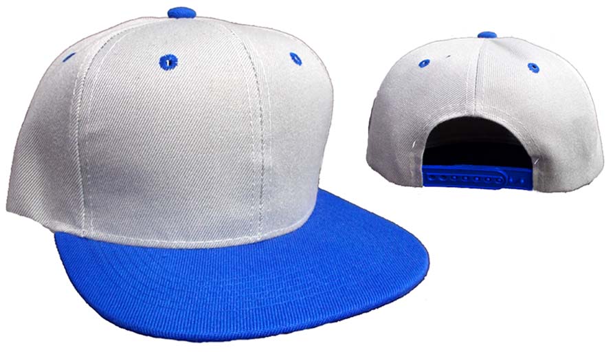 Snap Back Flat Brim BASEBALL Caps - Grey & Blue Combo