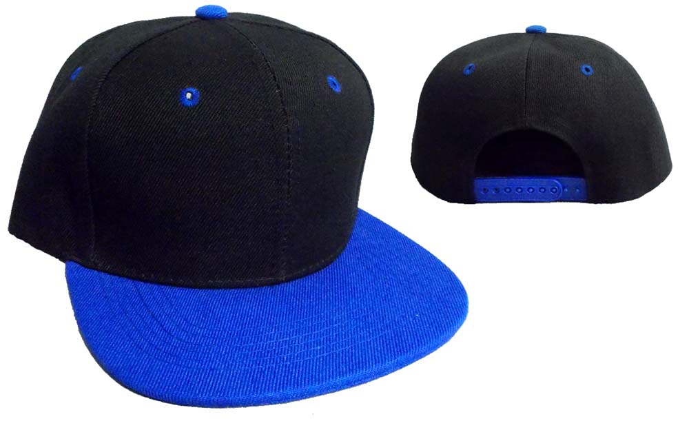 Snap Back Flat Brim BASEBALL Caps - Black & Blue Combo