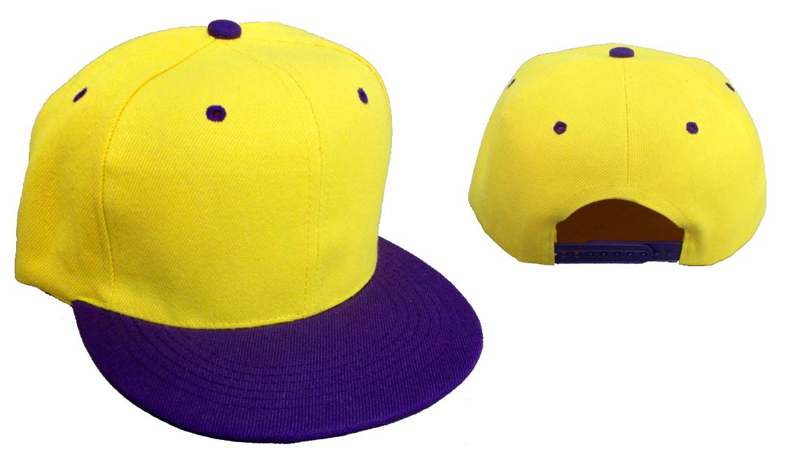 Snap Back Flat Brim BASEBALL Cap - Yellow & Purple