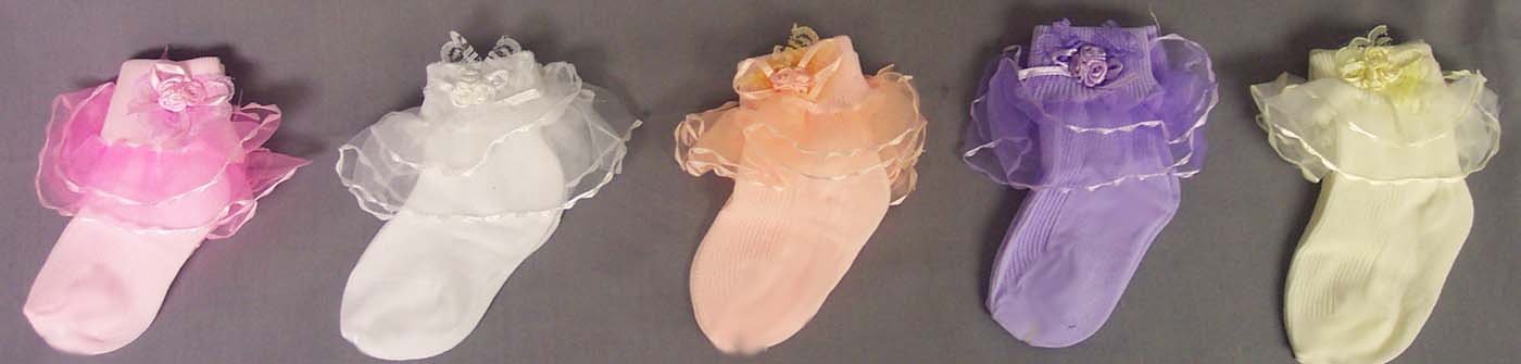 Babies Designer Ruffled SOCKS  -  In Color   (# GNS 2117)