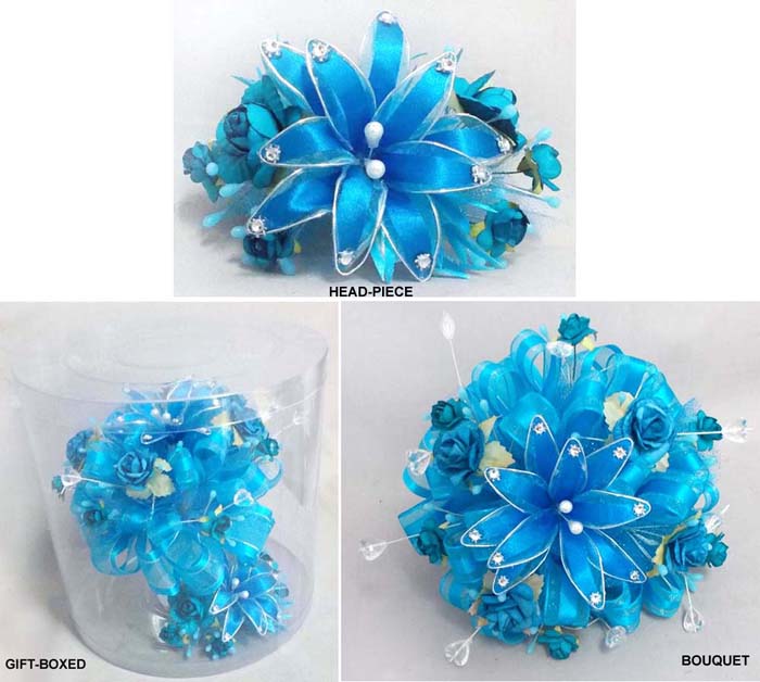 Bridal - Quinceanera -  Presentation  2 Pc Silk Flower Bouquet