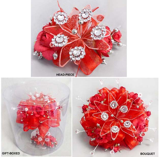 Bridal - Quinceanera - Presentation  2 Pc Silk Flower Bouquet