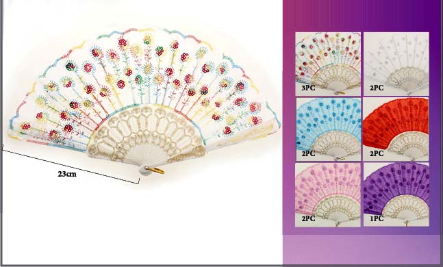 Spanish Party/Dance Hand-Folding FANs With Sequins