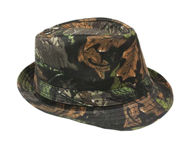 Fedora Hats For ADULTs - Green Forest Camo Color