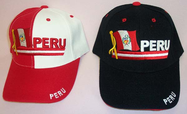 ''PERU''  Embroidered BASEBALL Caps