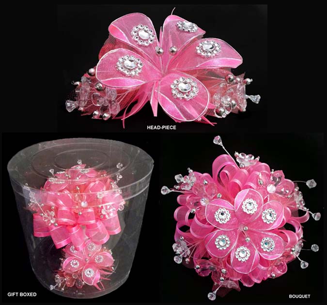 Bridal - Quinceanera - Presentation 2 Pc Silk FLOWER Bouquet