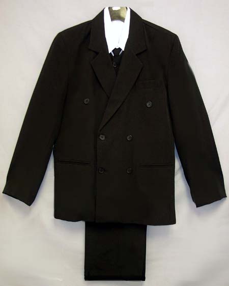 Boys 5Pc Double Breasted Vested Suits - Navy  Color  (4-7)
